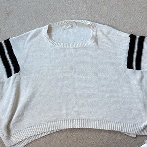 Zara Knit White and Black Striped Sweater